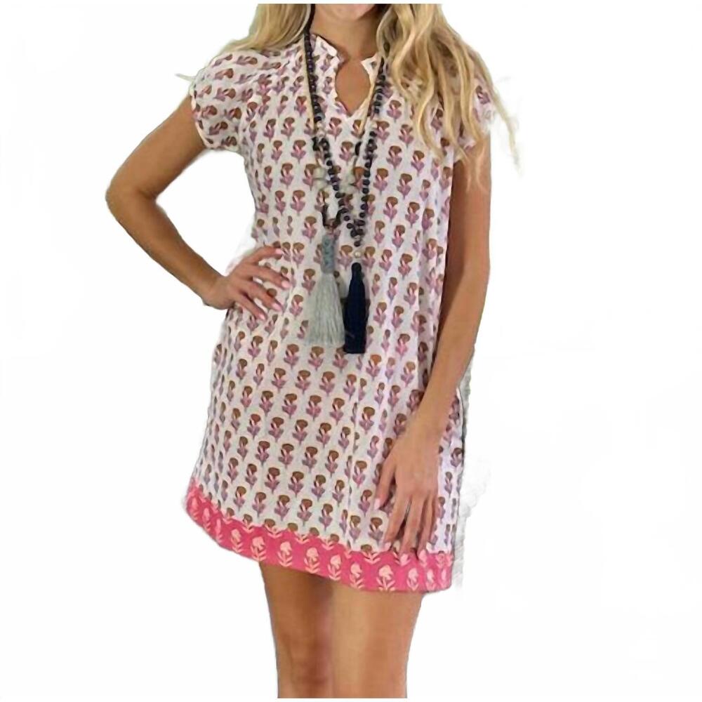 NEW JUST DARVINY sally v-neck mini dress in poppy pink